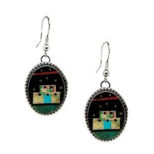 New Turquoise and Onyx Earrings. Sterling Silver. Turquoise. Southwest Style